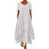 ORANDESIGNE Abito Lungo Donna Cotone e Lino Caftano Boho Abito Ampio Casual Moda Manica Lunga Scollo a V Abiti Lunghi Vestito Estivo Taglie Forti Eleganti Vestiti 2 in 1 Maxi Abito B Bianco XL