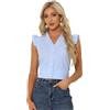 Allegra K Camicia con Volant per Camicetta a Quadretti Scozzese da Donna Anni '50 con Scollo a V e Maniche ad Aletta