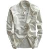 LinRim Camicia in lino, da uomo, a maniche lunghe, con colletto alto, in lino, casual, vestibilità normale, estiva, da uomo, tinta unita, casual, traspirante, classica, bianco, 7XL