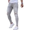 GINGTTO Uomo Jeans Strappati Elasticizzati Skinny Strehch Pantaloni Denim Slim Fit Ripped Casual Grigio Chiaro 36