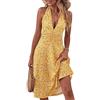 LCDIUDIU Abito Estivo da Donna con Scollo all'Americana E Stampa Floreale, Sexy, Senza Schienale, con Scollo A V Profondo, Abito Midi Senza Maniche, Linea Ad A, Abito da Cocktail Fluido, Vita A