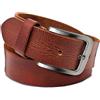 ROYALZ cintura in pelle da uomo in robusto bufalo 4mm, vintage per jeans da uomo con fibbia spinosa in pelle 38mm, dimensione:125, Colore:Cognac Brown - fibbia ad ardiglione