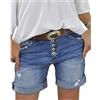 Onsoyours Shorts Donna Jeans Pantaloni Short Donne Vita Alta Casual Estate Elastico in Vita Denim Pantaloncini Corti Bermuda Hot Pants con Tasche B Blu M