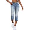 Onsoyours Jeans Capri Donna Eestivi 3/4 Jeans a Vita Alta Eleganti Elasticizzati Corti Pantaloni in Denim Jeggings H Azzurro XS