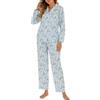 LUBOT Pigiama Donna in Cotone Leggero Estivo 100% Tessuto - Completo 2 Pezzi Maniche Corta e Lunga con Bottoni, Anti-Sgualcitura & Traspirante, per Notte e Casa