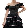 GMQWRK Corsetto rinascimentale da donna con spalle scoperte e spalline sul retro, bustino in raso con volant e maniche con volant e cerniera laterale con cerniera laterale in vita cincher shapewear