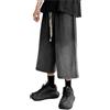 ORANDESIGNE Pantaloncini di Jeans Bermuda Uomo Larghi Stile Baggy Blu Jeans Loose Fit Baggy Jean Short Summer Tasche Y2K Baggy Jean Shorts Harajuku Streetwear O Nero XXL