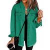 seiveini Giacca di Jeans Donna Maniche Lunghe Camicia Denim A Verde XXL