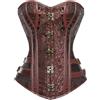KUOSE, corsetto da donna in finta pelle, stile gotico steampunk, bustino basco, con spirali in acciaio e stecche, modellante, Marrone-6, 10-12
