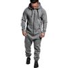 shownicer Tuta Jumpsuit Uomo Pigiama con Cappuccio Tuta Intera One Piece Pigiama Overall Uno Zip Tinta Unita Casual Confortevole Pigiami da Casa A Grigio Chiaro M