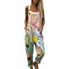 Generico Salopette Donna Intera Estiva Tuta Lunga Elegante Boho Chic Stampa Fiori Pantaloni Gamba Larga Ample con Tasche Bretelle Regolabili Comoda Baggy Curvy Mare Spiaggia Vacanza