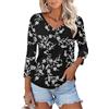 Rapbin Top da donna con maniche a 3/4, camicette da donna, vestibilità ampia, scollo a V, camicie estive floreali 2025, Nero Bianco Floreale, XL