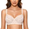 DOBREVA Reggiseno Minimizer Riducente Pizzo con Ferretto Senza Imbottitura Taglie Forti Rose White 4E