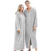 PAIDAXING Accappatoi per donne uomini zip in pile maxi accappatoio con tasca cintura coppia tinta unita caldo spesso torsione accappatoi con cappuccio lungo loungewear