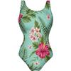 Cmagnifico Costume da bagno da donna, costume da bagno hawaiano con foglie tropicali e fiori, costume da bagno intero, Hawaiian Tropical Foglie Fiori, M
