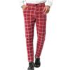 Oanviso Pantaloni da Abito Uomo Chino Pantaloni Motivo a Quadri Elegante Taglio Dritto Pantalone Casual Jogging Chino Pantaloni Elasticizzati Slim Fit Twill Pantaloni Scozzesi Uomo G Rosso XL