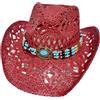 Carnavalife Cappello da cowboy in paglia stile western, per adulti, famiglia per colore e taglia, LU13805 ROSSO, 58 cm
