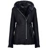 Infinity Leather Cappotto da Donna Elegante in Pelle di Montone Scamosciato con Montone con Cappuccio Snowtip Nero XS