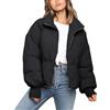 ticticlily Giubbotto Donna Invernale Corte Giacca Puffer Piumino Cappotto Caldo Casuale Tinta Unita Giubbino di Spessore Capptti con Tasche e Cerniera Giacche Autunnale per Donna B Nero S