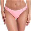 RELLECIGA Moda Mare Donna Brasiliano Slip Bikini Bottom con la Balza Rosa Chiaro S