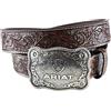 Ariat Men's Straight Floral Buckle, Black/Tan, 32