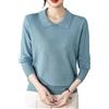 Generico Maglione Lavorato A Maglia Per Donne Anziane E Di Mezza Età, Elegante Risvolto, Maglione Lavorato A Maglia Per Donne Anziane, Ricamo Floreale, Pullover A Maniche Lunghe, Felpa Leggera E Morbida, Bl