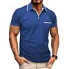 PRIVIMIX Polo Uomo Maniche Corta Tshirt Golf Magliette Collo a V Maglia con Tasca, Navy, L