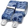 El mono con pajarita Bretelle uomo eleganti fatte a mano in Spagna. Bretelle da uomo per pantaloni | 3 clip extra-forti | Teschi e cachemire. (Calavera Azul)