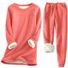 shownicer Pigiama Donna Invernale Pigiama in Pile Caldo Pigiam Due Pezzi con Felpa e Pantalone Pigiama Set in Tinta Unita A Rosso 3XL
