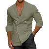 Oanviso Giacche Leggero da Uomo Blazer Casual Giacche in Cotone Slim Fit Casual Giacca Leggera a Bottoni Primavera Autunno Cappotto Elegante Scollo a V Tinta Unita Doppiopetto Blazer A Verde XXL