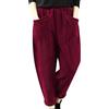 Generico Leggins Felpati Premaman Pantaloni Donna Comodi Pantaloni Capispalla Larghi in Velluto a Coste alla Grandi in Vita Elastica Autunno e Inverno da Donna Jeggings Estivi (Red, S)
