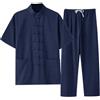 Generisch Uomo Cotone Tuta Zen Meditazione Stile Cinese Tradizionale Arti Marziali Kung Fu Abbigliamento Tai Chi Uniform Wushu Classico Tangzhuang Manica Lunga Camicia Pantaloni Unisex Abbigliamento Allenamento