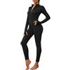 Nadeer Tuta Intera Donna Jumpsuit Sportiva Aderente Tutina Yoga Maniche Lunghe scollo a V Palestra Bodysuitrs con Cerniera Donna Eleganti Tuta(nero,S)