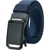LionVII Cintura elastica a cricchetto con fibbia automatica, regolabile ed elastica, per girovita 70-125 cm (27-49), Blu mare, L