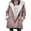KHIRVWL Felpe con Cappuccio Donna Cappotto Invernale Calda Giacca Casual Eleganti Cappotti Medio Lungo Giubbotto Felpa Cardigan con Tasche Cappuccio da Donna Giacche Larghe Donne Alla Moda