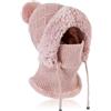 TAGVO Cappelli Donna Inverno Berretto Donna in Maglia, Cappello Beanie in Pile Berretto con Pom Pom, Regolabile Slouchy Berretto da Sci con Coulisse Passamontagna Donna per attività all'aperto