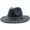 SRTUMEY Cappellini Fedora per uomo e donna, con nastro semplice a tesa larga, cappelli Fedora Panama per donne e uomini, cappelli jazz britannici per uomini, grigio, M