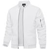 TACVASEN Uomo Giacca Bomber Leggera Jacket Sportiva con Collo da Baseball, Bianco