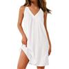 ThiCc Camicie da notte da donna in cotone - Abito estivo morbido da notte tinta unita senza maniche con scollo a V vestibilità ampia comoda mini abiti leggeri canotta abito da notte Fahion pigiama semplice