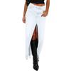 shownicer Gonna di Jeans da Donna Retro Vita Alta Midi Denim Gonna Lungo Jean Gonna con Spacco Estate Denim Gonne C Bianco S