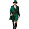 Bauzuoyo St Patrik's Day - Vestito da uomo con cappello, costume da cosplay verde irlandese per carnevale, feste, costume da palcoscenico, giacca e pantaloni, verde, XXL