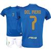 Generico Kit Maglia Italia Calcio del Piero 7 e Pantaloncino, Blu con Stampe in Oro, Replica Maglietta Nazionale Italiana, Taglie da Bambino