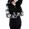 PAIDAXING Gotico Punk Zipper Hoodie Cardigan Giacca per le Donne Lungo Con Cappuccio Con Cappuccio Occult Devil Stampa Felpa Cappotto Capispalla Top Nero