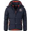 Geographical Norway Men's Quilted Winter Jacket - Lined Warm Anorak - Outdoor Ski Snowboard Jacket for Winter/Autumn in Bundle with UD Beanie, Navy Blue, XXL