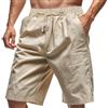 Generale Bermuda Uomo in Lino Leggero Estivo, Taglio Ampio Dritto Vita Elastica con Lacci per Mare, Uscite e Look Casual Quotidiani(Khaki,2XL)