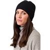 Style & Republic - Berretto sportivo in 100% cashmere, taglia unica, 44 cm di circonferenza e 6,5 cm di risvolto, da donna nero.