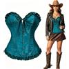 SilverChry Corsetto per Donne, Corsetto Stringivita, Bustino Donna Elegante, Bustier Donna Corpetto Top, Sexy Overbust Corsetti Bustino Vintage Gotico (IT, Testo, XL, Regular, Regular, Blu pavone)