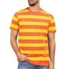 COSAVOROCK Maglietta a Righe Uomo Camicia in Cotone a Maniche Corte, Arancione Giallo, M