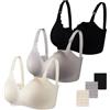 Dresime Reggiseni Allattamento, 3 Pezzi Reggiseno per maternità Senza Fili Ultra Comfort Reggiseni di Gravidanza per Le Donne