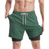 maamgic Costume Uomo Mare 2-in-1 Asciugatura Rapida Slip Interno | Tessuto elasticizzato in quattro direzioni, Pantaloncini da bagno 2 in 1, con tasche con cerniera, per Spiaggia Sportivi